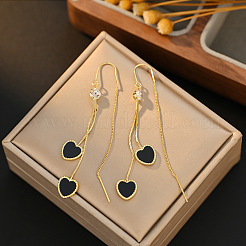 Boucles d'oreilles pendantes en laiton et acrylique en forme de cœur pour femmes&nbsp;WGB9E13-01