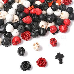 100 шт. Набор из 13 бусин в стиле Хэллоуин из синтетической бирюзы и синтетического коралла G-FS0005-92