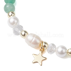 Эластичные браслеты из круглых драгоценных камней и жемчуга диаметром 6 мм. BJEW-JB10618