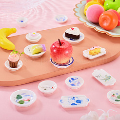 Décorations de présentation en résine opaque sur assiette en porcelaine bleue et blanche&nbsp;DJEW-TAC0004-06