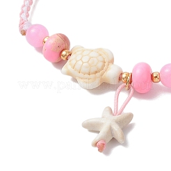 Pulseras con dijes de cuentas de turquesa sintética teñidas con estrellas de mar y tortugas&nbsp;BJEW-MZ00257-01