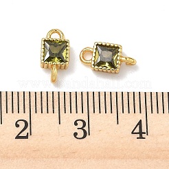 Quadratische Verbindungsanhänger aus Messing mit Zirkonia-Pavé&nbsp;KK-P348-12G-02
