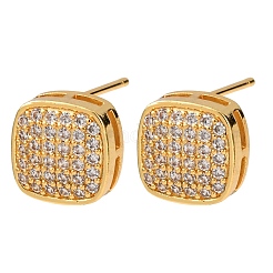 Boucles d'oreilles en laiton avec zircone cubique de micro pave&nbsp;EJEW-F418-01G-03