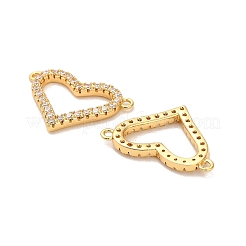 Подвески-сердечки с микропаве из прозрачных кубических цирконий из латуни&nbsp;KK-H515-11B-G