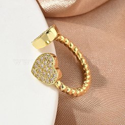 Anillos abiertos de latón con micro pavé de circonita cúbica&nbsp;RJEW-C163-03B-G