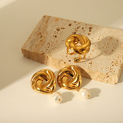 Комплекты серег-гвоздиков и колец-манжет из нержавеющей стали 304 с пресноводным жемчугом&nbsp;FS-WG79482-01