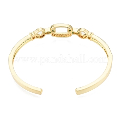 Браслет-манжета с открытой манжетой из кубического циркония и рыбой BJEW-G651-06G-03