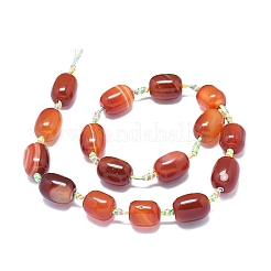 天然バンド /縞aビーズ連売り  染め＆加熱  コラム  シエナ  17~18x13~15mm  穴：1.8mm  約17個/連  16.73インチ（42.5cm）&nbsp;G-L544-063B-02