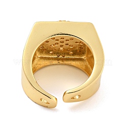 Открытое кольцо-манжета прямоугольник с цветком из прозрачного циркония RJEW-L121-029G