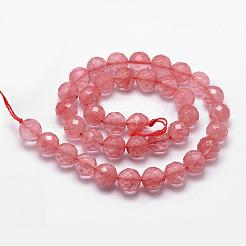 Chapelets de perles en verre de quartz de cerise&nbsp;G-D840-43-8mm