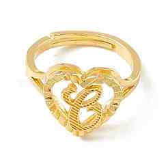 Anelli regolabili con alfabeto in vero ottone placcato oro 18k&nbsp;RJEW-M139-18C