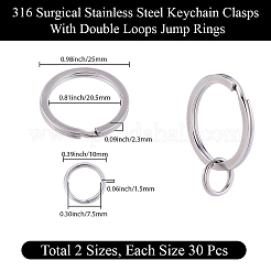 Брелоки для ключей из хирургической нержавеющей стали 316&nbsp;STAS-BBC0008-20