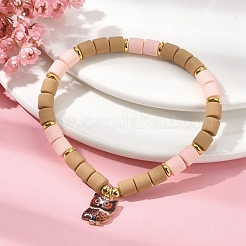 Эластичные браслеты из полимерной глины с бусинами-колоннами&nbsp;BJEW-JB09782-04