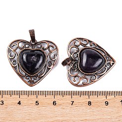 Подвески в форме сердца с натуральным аметистом и персиком&nbsp;G-G158-01-08