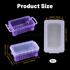 6 шт. 6-цветный прозрачный пластиковый штабелируемый мини-органайзер для бусин с запирающейся крышкой CON-BC0007-66