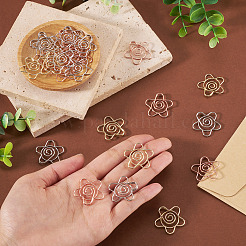 30 pz 3 colori fermagli per carta a forma di fiore in ferro&nbsp;AJEW-TA0003-63