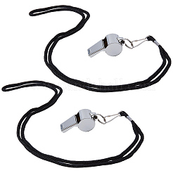 4 collana con ciondolo a forma di fischietto in acciaio inossidabile 304 e cordino nero&nbsp;NJEW-GF0001-25P
