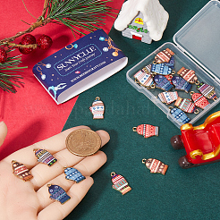 28 шт. 7-х цветные подвески из сплава с принтом на зимнюю тематику FIND-SC0012-46