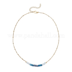 Ожерелья-спутнички из натурального окрашенного малайзийского нефрита с ограненными бусинами-рондель из нержавеющей стали 304 для женщин&nbsp;NJEW-JN05783-03