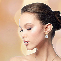 1 пара сережек-гвоздиков с ракушками и жемчугом EJEW-FI0002-22A