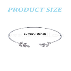 Браслеты-манжеты из сплава листьев для женщин&nbsp;BJEW-LP0004-29