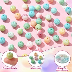 60шт 6 цвета непрозрачные стеклянные круглые бусины с кракле GLAA-YW0003-60