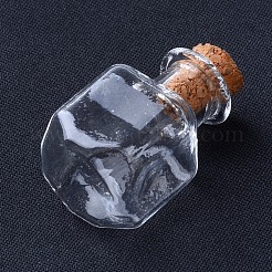 ガラスボトル  コルク栓付き  ウィッシングボトル  キューブ  透明  26.5x14mm  ボトルネック：直径8mm  容量：2ml（0.06液量オンス）&nbsp;AJEW-D037-09