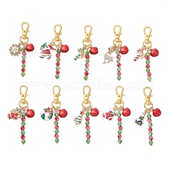 10 шт. 10 стиля подвесного украшения из эмалевого сплава с рождественской тематикой HJEW-JM03914