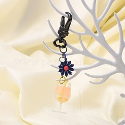 合金回転式ナスカン  スイベルスナップフック  花  ガンメタ色  46x19.5x8.5mm&nbsp;PALLOY-TAC0010-01B