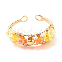 Anello polsino con perline di vetro sfaccettato placcato per ragazze adolescenti&nbsp;X1-RJEW-TA00013-02