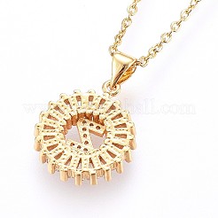 Colliers pendentifs initiaux en laiton sertis de micro-pavés de zirconiums cubiques&nbsp;NJEW-H486-30G-Z