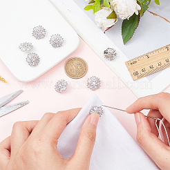 Пуговица из латуни с 1 отверстием и прозрачным фианитом с микропаве BUTT-WR0001-07