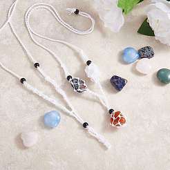 Verstellbare geflochtene Makramee-Halskette aus Nylonschnur&nbsp;NJEW-SW00019-01