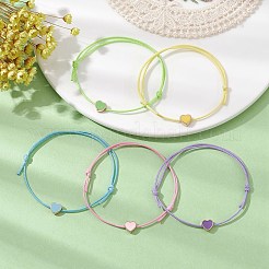 Браслет из сплава эмали и плетеных бусин в форме сердца BJEW-JB09737-06