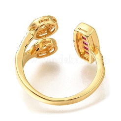 Открытые манжеты из латуни с микро-паве и кубическим цирконием для женщин&nbsp;RJEW-M022-04G-02