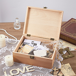 Прямоугольные деревянные коробки на память с крышками CON-WH0101-003