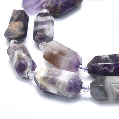 天然石アメジストビーズ連売り  多面カット  二重終端尖頭/弾丸  25~27x13~15x12~13mm  穴：1.2mm  約12~13個/連  15.35インチ（39cm）&nbsp;G-F715-054