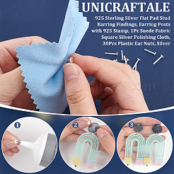 925 серебряная фурнитура для плоских серег-пусетов STER-UN0001-39