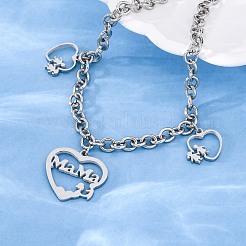 Браслеты с подвесками из нержавеющей стали 304 ко дню матери&nbsp;BJEW-A036-03P