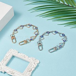 合金ラインストーンエナメルハムサハンドナザールボンジュウリンクチェーンバッグエクステンダーチェーン付き  合金回転式ナスカン付き  プラチナ＆ライトゴールド  22.1cm  2個/セット&nbsp;AJEW-BA00103