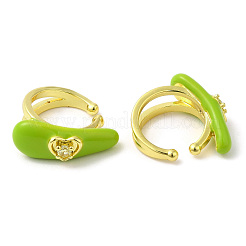 Каплевидный цирконий с сердечком серьги-каффы с эмалью EJEW-G348-02G