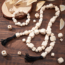 150 pièce de perles en bois naturel non fini&nbsp;WOOD-PH0001-92