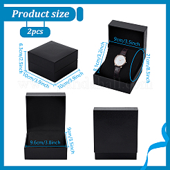 Черные бумажные коробки для часов с откидной крышкой и подушечкой внутри&nbsp;CON-WH0816-018A