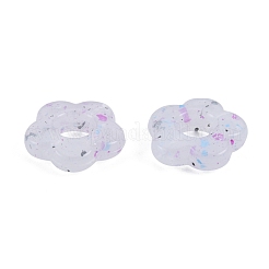 マーブルストーン風不透明アクリルビーズ  花  ミックスカラー  14x14.5x3.8mm  穴：1.5mm&nbsp;OACR-G009-06