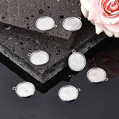 Тибетский стиль старинное серебро литые плоские круглые сеттинги подвеска кабошон&nbsp;LS-TIBEP-M022-45AS