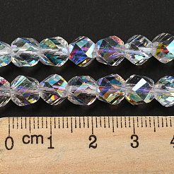 ガラス模造オーストリアクリスタルビーズ  多面カット  ツイスト  クリアAB  10x7.5mm  穴：1.5mm  約49個/連  15.94''（40.5センチメートル）&nbsp;GLAA-F108-08A-1