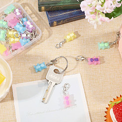 24 шт. 6-х цветная подвеска в виде медведя из смолы&nbsp;HJEW-CA00093