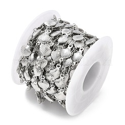 ラックメッキ304ステンレス鋼シェル形状リンクチェーン  ハンダ付け  スプールで  ステンレス鋼色  13.5x8x2.5mm  約16.40フィート（5m）/ロール&nbsp;CHS-N009-03P