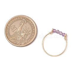 Кольца с бусинами из натурального апатита RJEW-TA00187