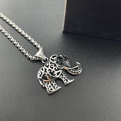 Винтажные панк-ожерелья из нержавеющей стали 304 с полым кулоном в форме слона для мужчин WB1988